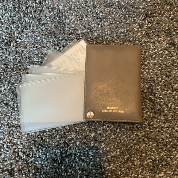 Buxton Vintage Taupe/Light Brown windowed card/picture/ID holder - Picture 2 of 4